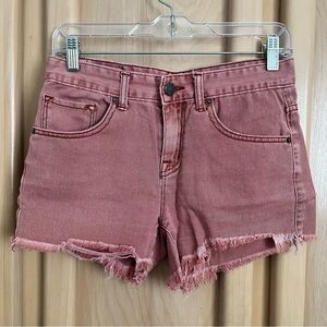 BDG Urban outfitters pink/faded red shorts w/ frayed hem waist 25” 100% cotton